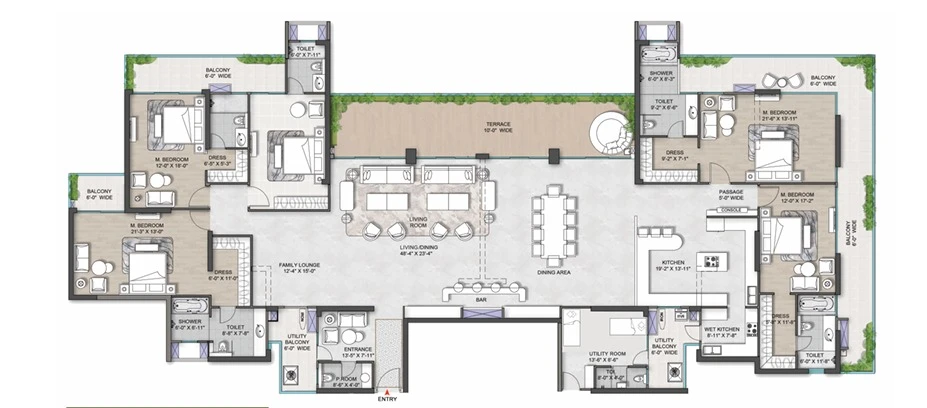 4 BHK + FAMILY LOUNGE + S